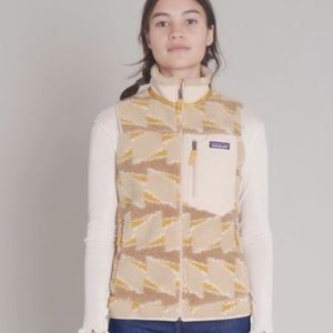 Patagonia Women's Tan & Yellow Patterned Fleece Vest